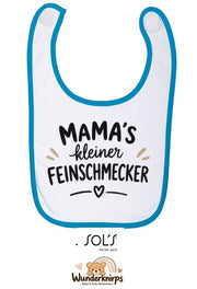 Baby-Lätzchen SOL’S Babib in Weiß / Aqua mit Motiv Mamas kleiner Feinschmecker