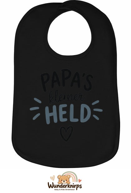 Baby-Lätzchen Olli-01 in Schwarz mit Motiv Papas kleiner Held