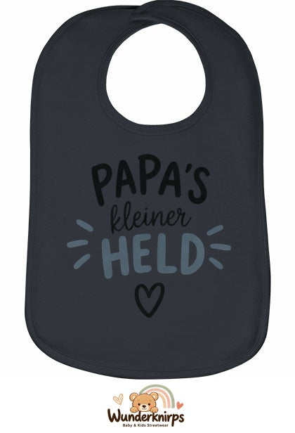 Baby-Lätzchen Olli-01 in Anthrazit mit Motiv Papas kleiner Held