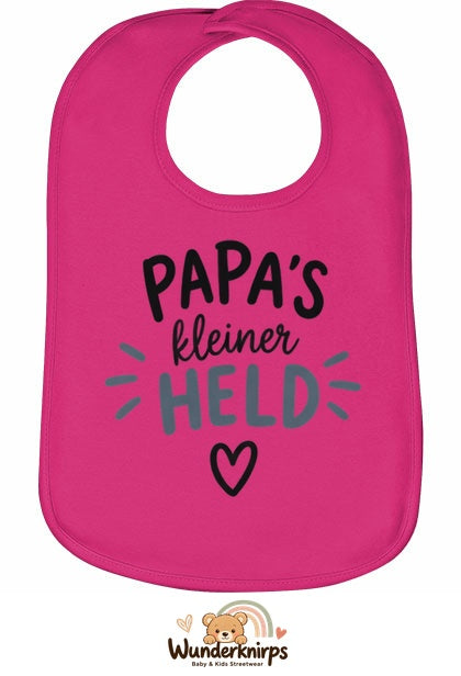 Baby-Lätzchen Olli-01 in Pink mit Motiv Papas kleiner Held