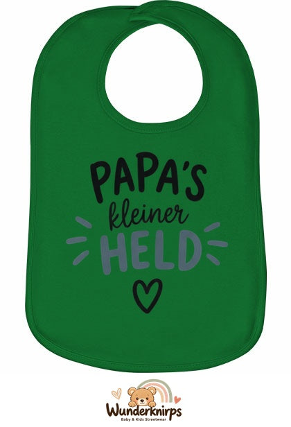 Baby-Lätzchen Olli-01 in Grün mit Motiv Papas kleiner Held