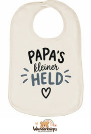 Baby-Lätzchen Olli-01 in Natur mit Motiv Papas kleiner Held