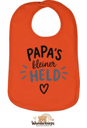 Baby-Lätzchen Olli-01 in Orange mit Motiv Papas kleiner Held