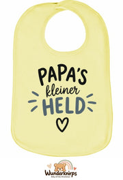 Baby-Lätzchen Olli-01 in Pastellgelb mit Motiv Papas kleiner Held