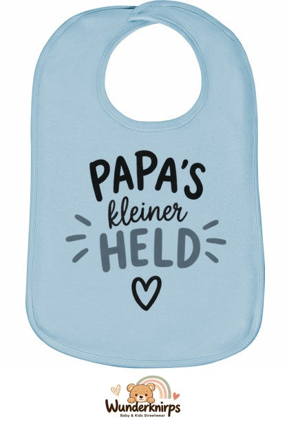 Baby-Lätzchen Olli-01 in Pastellblau mit Motiv Papas kleiner Held