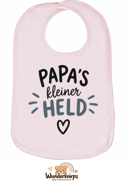 Baby-Lätzchen Olli-01 in Pastellrosa mit Motiv Papas kleiner Held
