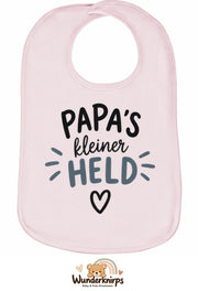 Baby-Lätzchen Olli-01 in Pastellrosa mit Motiv Papas kleiner Held