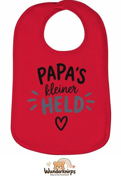 Baby-Lätzchen Olli-01 in Rot mit Motiv Papas kleiner Held