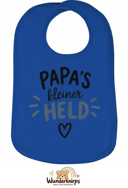 Baby-Lätzchen Olli-01 in Royalblau mit Motiv Papas kleiner Held