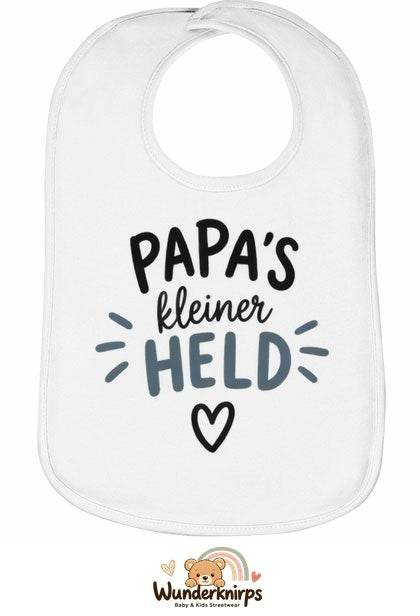 Baby-Lätzchen Olli-01 in Weiß mit Motiv Papas kleiner Held