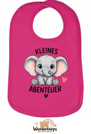 Baby-Lätzchen Olli-01 in Pink mit Motiv Kleines Abenteuer – Elefant