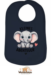 Baby-Lätzchen Olli-01 in Marineblau mit Motiv Kleines Abenteuer – Elefant