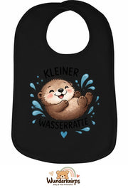 Baby-Lätzchen Olli-01 in Schwarz mit Motiv Kleine Wasserratte – Otter