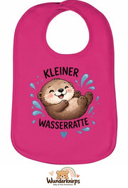 Baby-Lätzchen Olli-01 in Pink mit Motiv Kleine Wasserratte – Otter