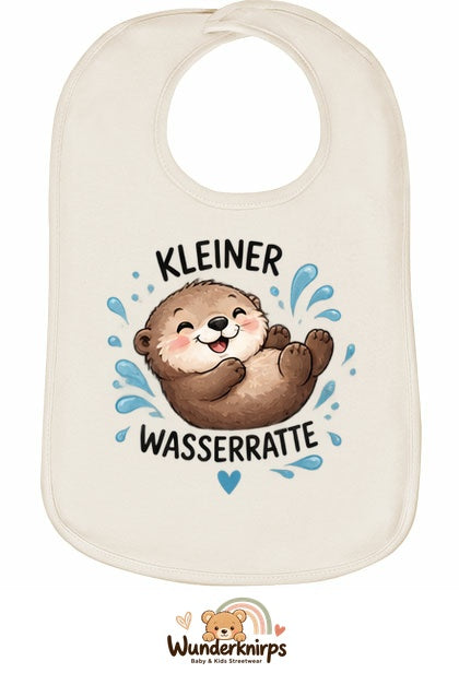 Baby-Lätzchen Olli-01 in Natur mit Motiv Kleine Wasserratte – Otter