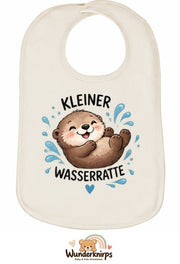 Baby-Lätzchen Olli-01 in Natur mit Motiv Kleine Wasserratte – Otter