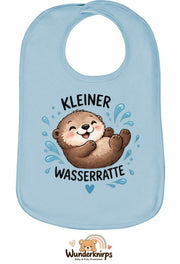Baby-Lätzchen Olli-01 in Pastellblau mit Motiv Kleine Wasserratte – Otter
