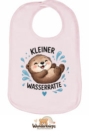 Baby-Lätzchen Olli-01 in Pastellrosa mit Motiv Kleine Wasserratte – Otter