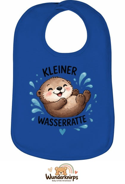 Baby-Lätzchen Olli-01 in Royalblau mit Motiv Kleine Wasserratte – Otter