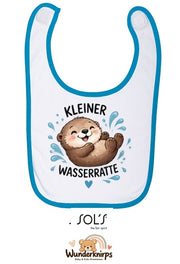 Baby-Lätzchen SOL’S Babib in Weiß / Aqua mit Motiv Kleine Wasserratte – Otter