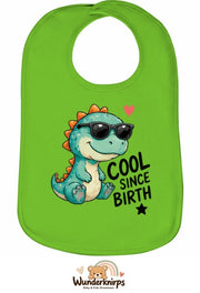 Baby-Lätzchen Olli-01 in Apfelgrün mit Motiv Cool since Birth – Dino