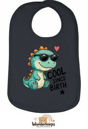 Baby-Lätzchen Olli-01 in Anthrazit mit Motiv Cool since Birth – Dino