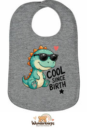 Baby-Lätzchen Olli-01 in Grau meliert mit Motiv Cool since Birth – Dino