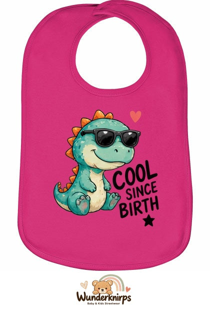 Baby-Lätzchen Olli-01 in Pink mit Motiv Cool since Birth – Dino