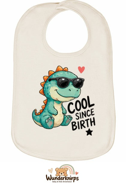 Baby-Lätzchen Olli-01 in Natur mit Motiv Cool since Birth – Dino