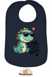 Baby-Lätzchen Olli-01 in Marineblau mit Motiv Cool since Birth – Dino
