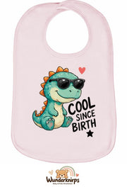 Baby-Lätzchen Olli-01 in Pastellrosa mit Motiv Cool since Birth – Dino