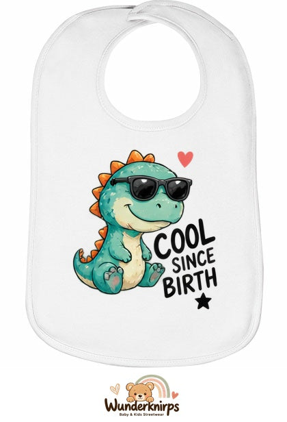 Baby-Lätzchen Olli-01 in Weiß mit Motiv Cool since Birth – Dino