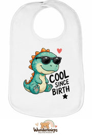 Baby-Lätzchen Olli-01 in Weiß mit Motiv Cool since Birth – Dino