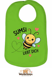 Baby-Lätzchen Olli-01 in Apfelgrün mit Motiv Sumsi liebt dich – Biene