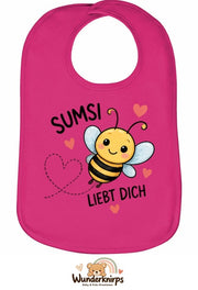 Baby-Lätzchen Olli-01 in Pink mit Motiv Sumsi liebt dich – Biene