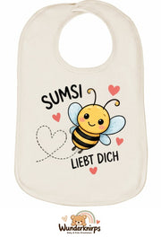 Baby-Lätzchen Olli-01 in Natur mit Motiv Sumsi liebt dich – Biene