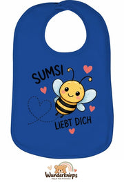 Baby-Lätzchen Olli-01 in Royalblau mit Motiv Sumsi liebt dich – Biene