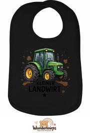 Baby-Lätzchen Olli-01 in Schwarz mit Motiv Kleiner Landwirt – Traktor