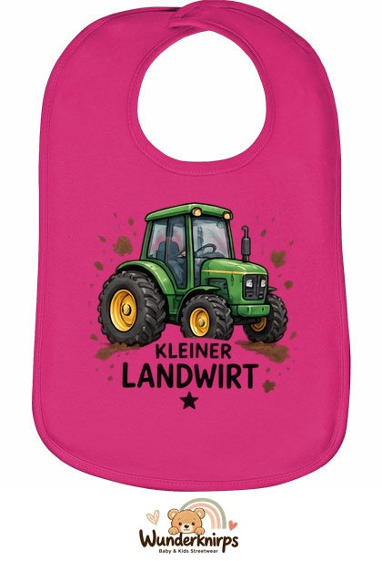 Baby-Lätzchen Olli-01 in Pink mit Motiv Kleiner Landwirt – Traktor