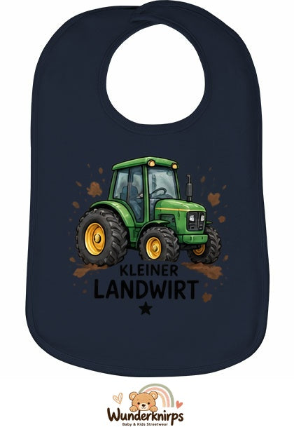 Baby-Lätzchen Olli-01 in Marineblau mit Motiv Kleiner Landwirt – Traktor