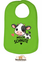 Baby-Lätzchen Olli-01 in Apfelgrün mit Motiv Milchschnute – Kuh