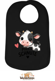 Baby-Lätzchen Olli-01 in Schwarz mit Motiv Milchschnute – Kuh