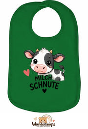 Baby-Lätzchen Olli-01 in Grün mit Motiv Milchschnute – Kuh