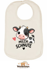 Baby-Lätzchen Olli-01 in Natur mit Motiv Milchschnute – Kuh