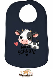 Baby-Lätzchen Olli-01 in Marineblau mit Motiv Milchschnute – Kuh