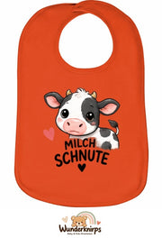 Baby-Lätzchen Olli-01 in Orange mit Motiv Milchschnute – Kuh