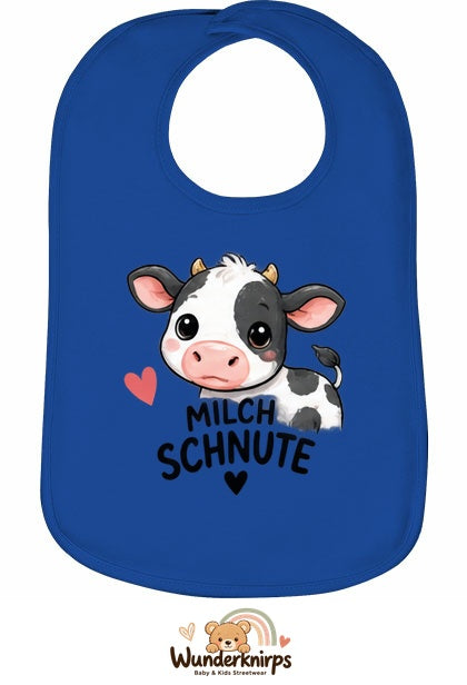 Baby-Lätzchen Olli-01 in Royalblau mit Motiv Milchschnute – Kuh