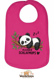 Baby-Lätzchen Olli-01 in Pink mit Motiv Kleiner Schlafmops – Panda