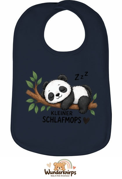 Baby-Lätzchen Olli-01 in Marineblau mit Motiv Kleiner Schlafmops – Panda
