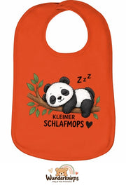 Baby-Lätzchen Olli-01 in Orange mit Motiv Kleiner Schlafmops – Panda